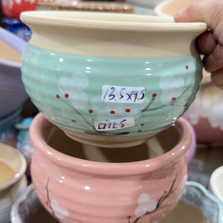 凑9块包邮，有孔，陶瓷花盆