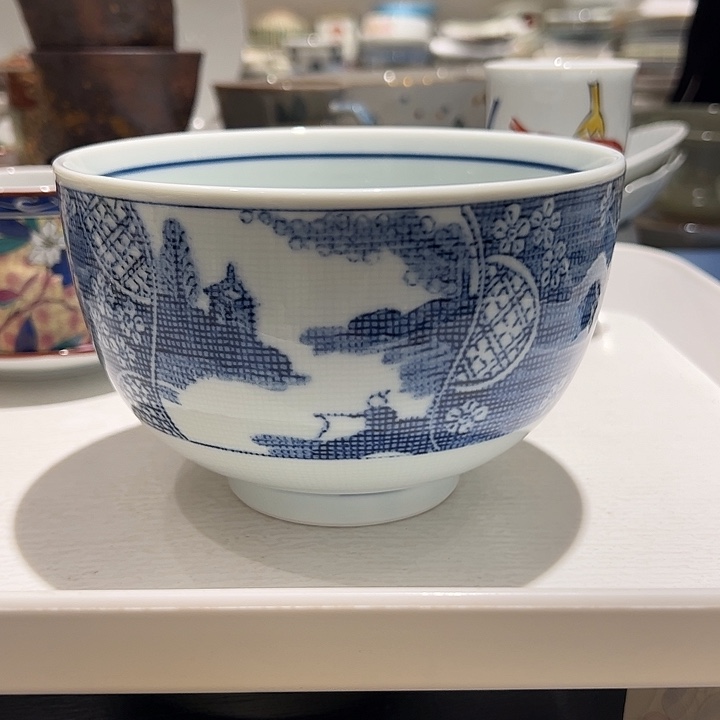 淡***味瓷青花面碗粥碗1个远山近水超美