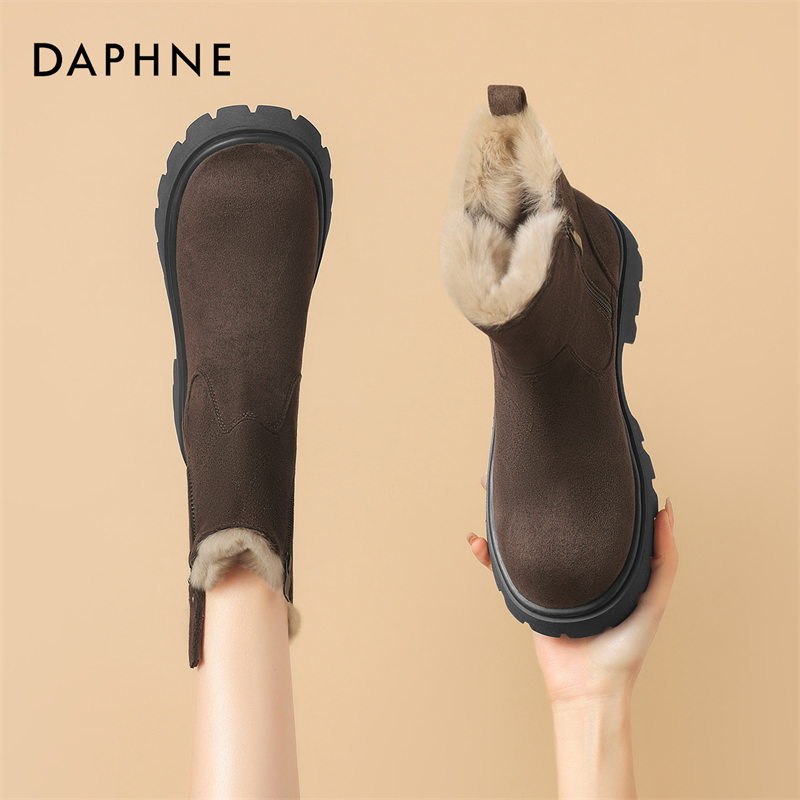 达芙妮厚底雪地靴女冬季加绒加厚2026新款东北大棉鞋女保暖靴子女商品图
