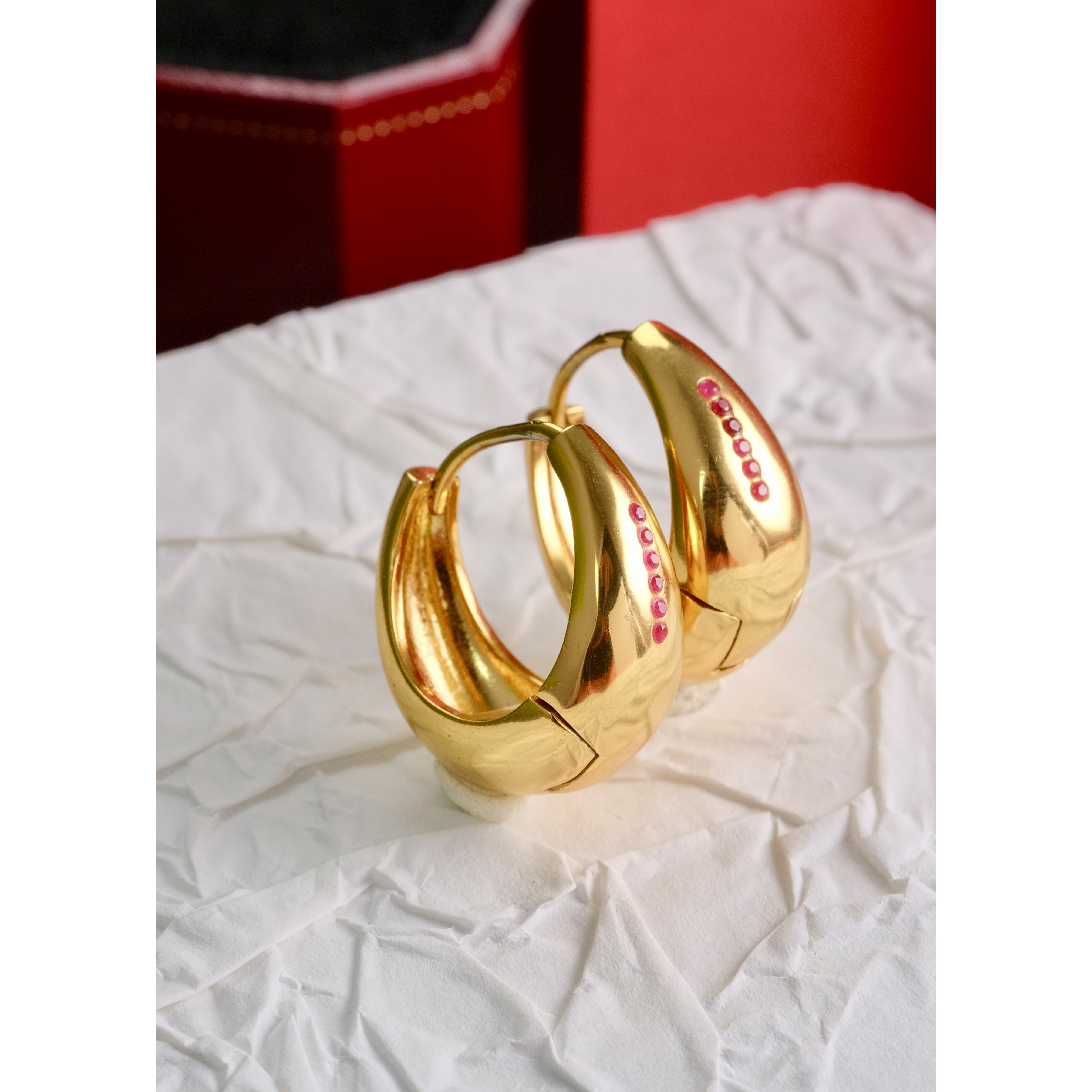 红宝石气质高定耳饰C904合金镶嵌