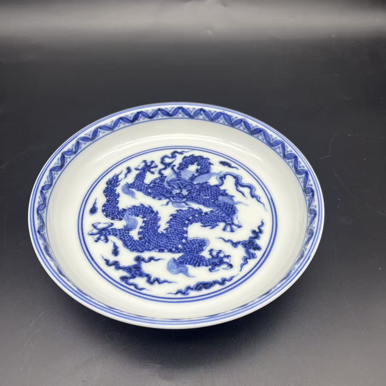 景德镇手绘青花龙纹壶承陶瓷釉下彩茶具工艺品大盘