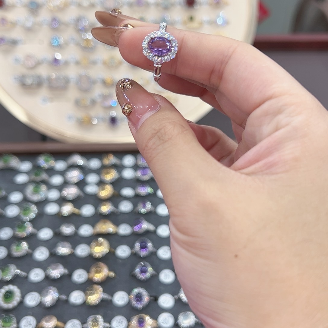 蛇纹石玉戒指银S925镶嵌南***i