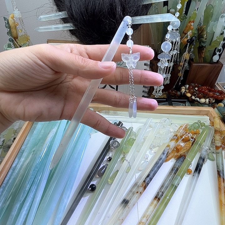 蛇纹石玉发饰未镶嵌炸