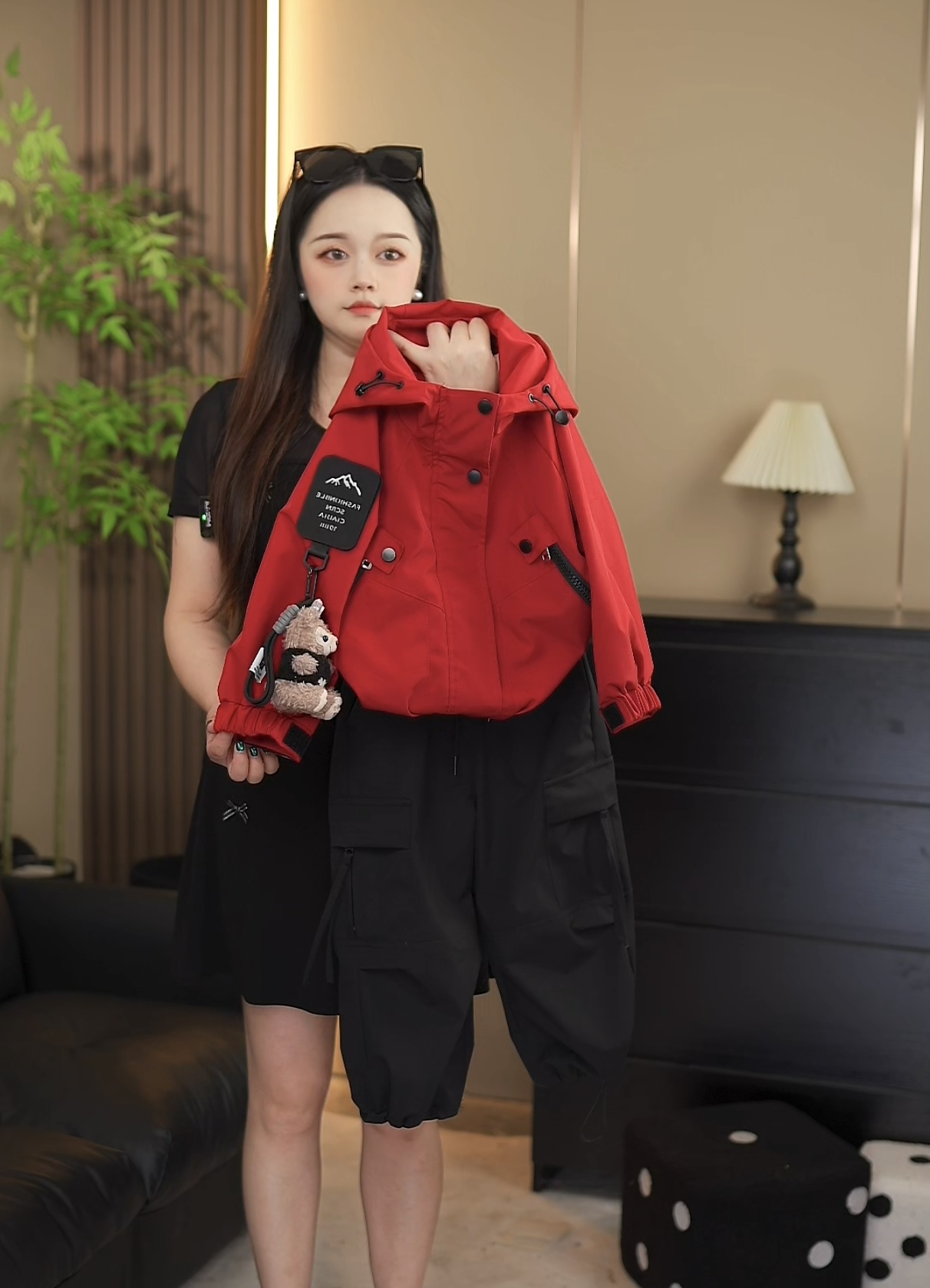 冲锋衣儿童男女宝春秋时尚洋气休闲红色百搭中大童连帽韩版秋季