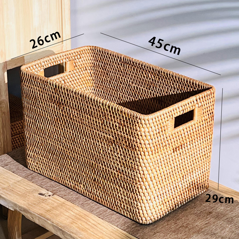 藤编收纳箱带提手45*26*29cm
