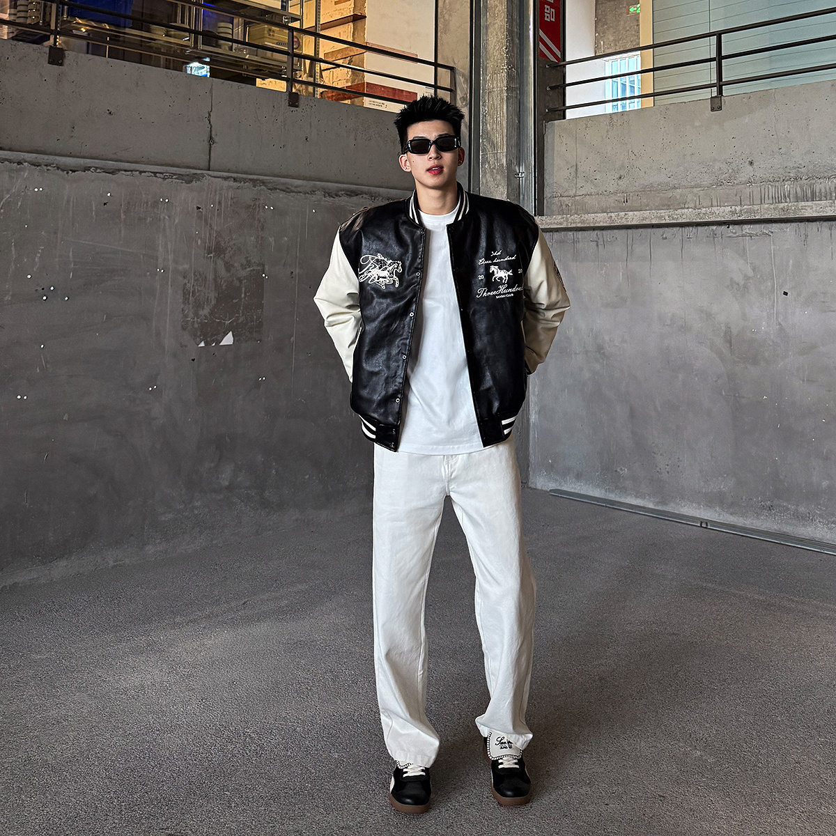 SANBAI 叁佰【马年棒球棉服】冬季美式拼接棒球棉衣重磅夹棉夹克