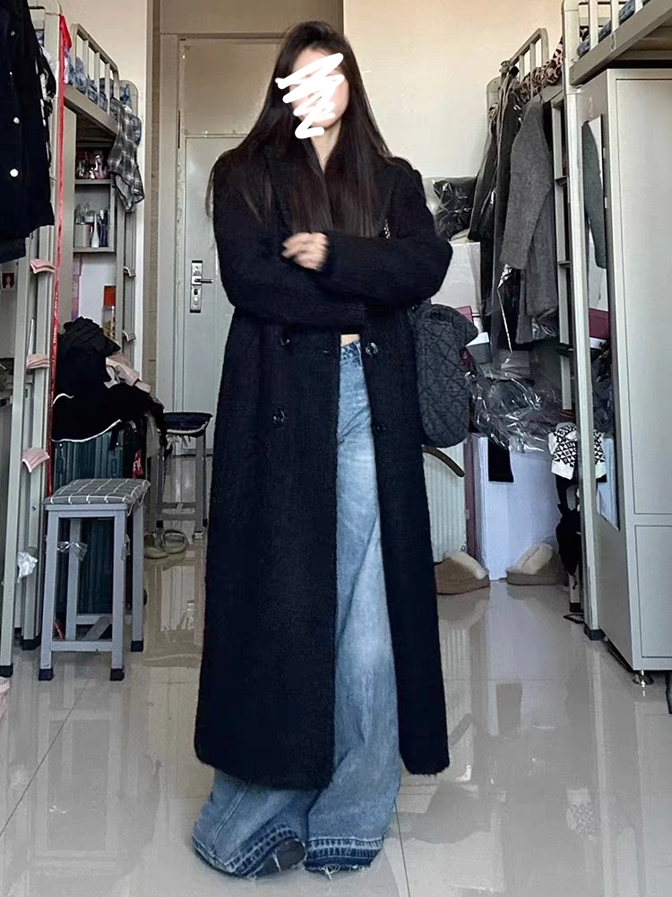 萌萌 正肩毛呢外套女新款韩系气质长款正肩呢子大衣28607/28688棉
