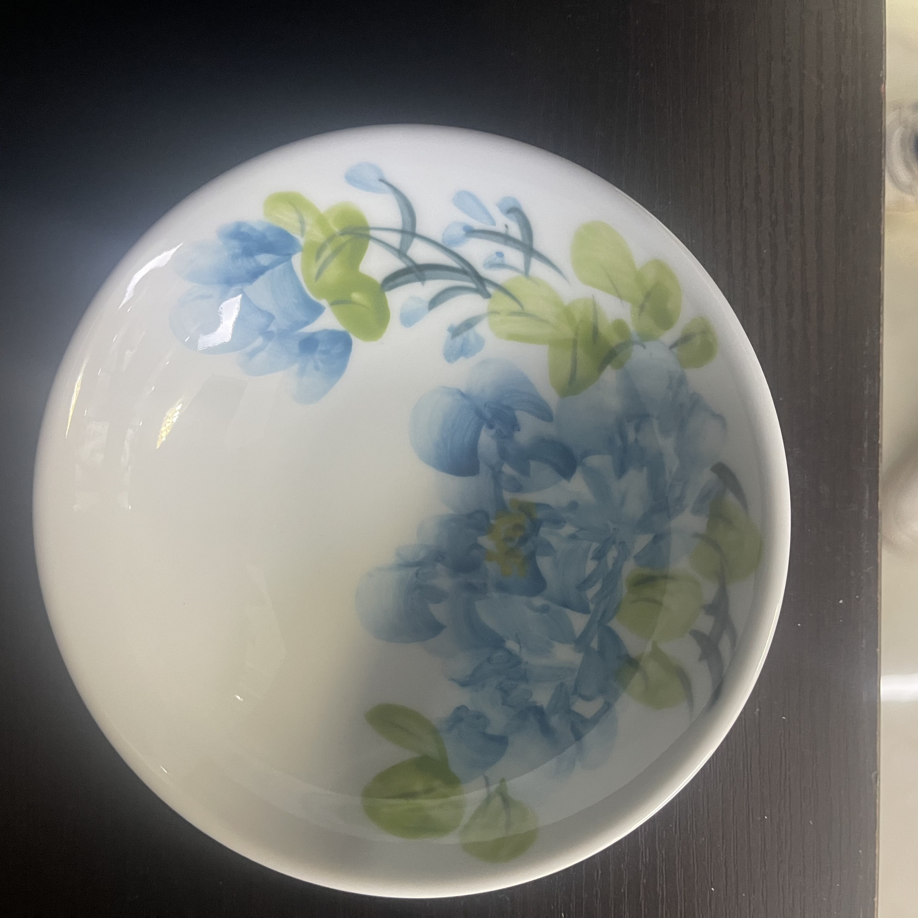 景德镇高温釉中彩手工手绘-蓝牡丹胖胖碗