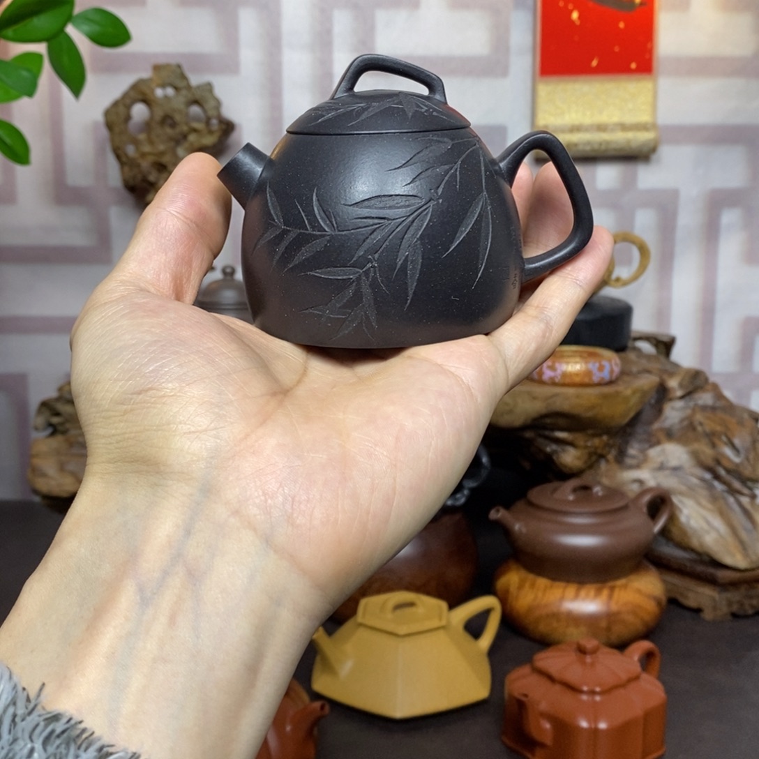 紫砂茶壶紫砂茶具紫泥捂灰几何秦权