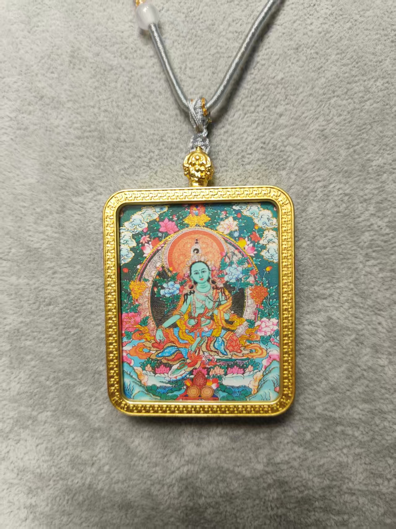 绿度母唐卡 圣救度佛母 开光 （支持定制 ）编织绳颜色可换