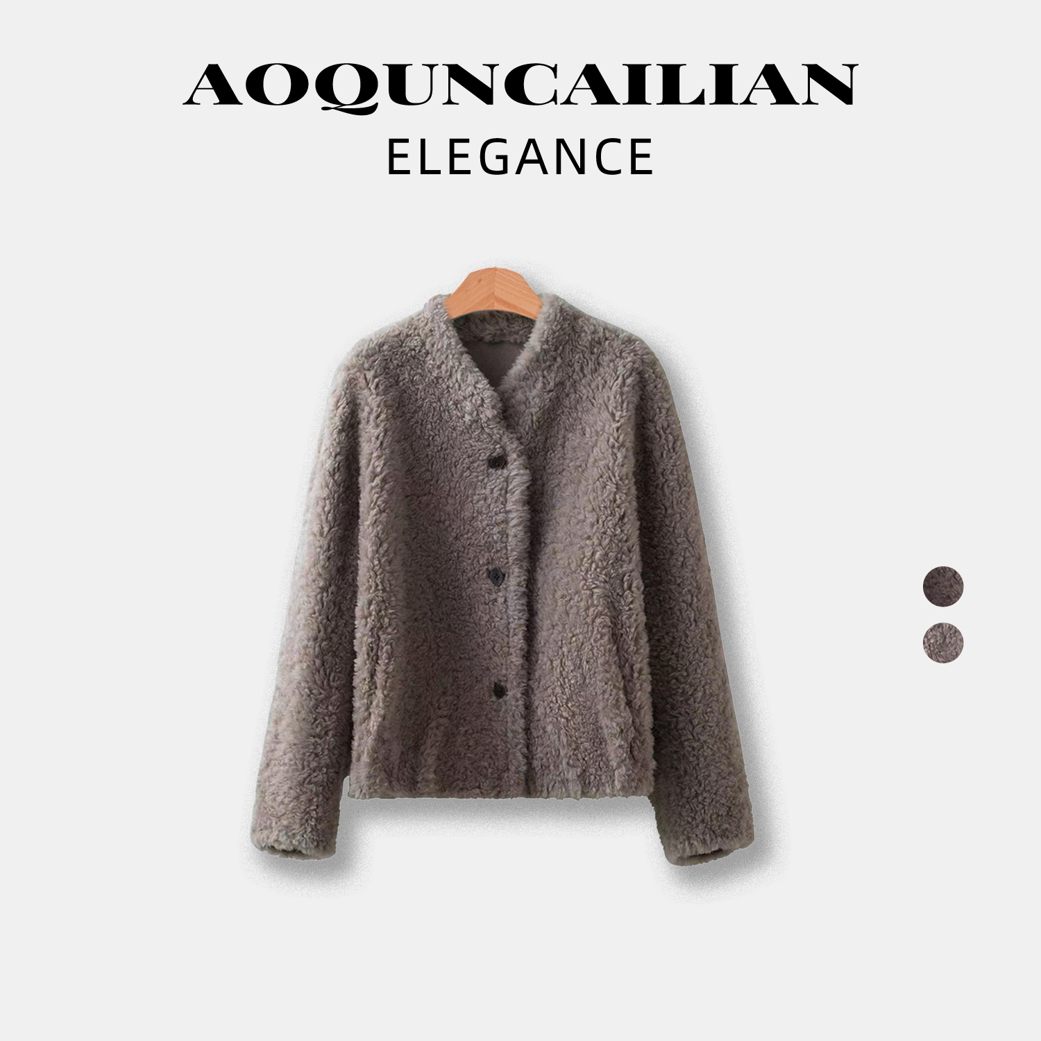 AoQunCaiLian【100%羊毛】设计师款法式休闲通勤气质领外套-GG8805