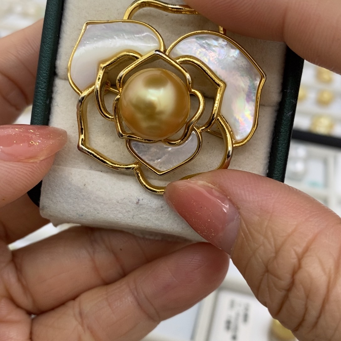 海水珍珠胸针未镶嵌金珠13.3