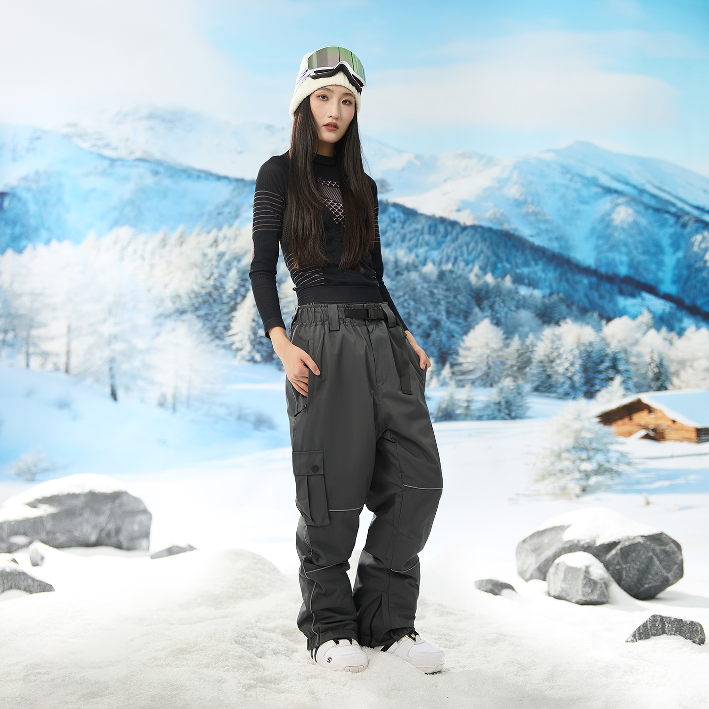 锐岩RIVIYELE冬季男女大码保暖情侣款单板双板防水防风透气滑雪裤