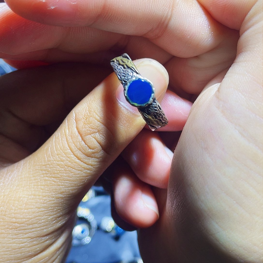 蓝珀裸石银S925镶嵌多米尼加净水皇家蓝