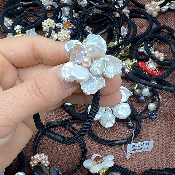 淡水珍珠发饰银S925镶嵌