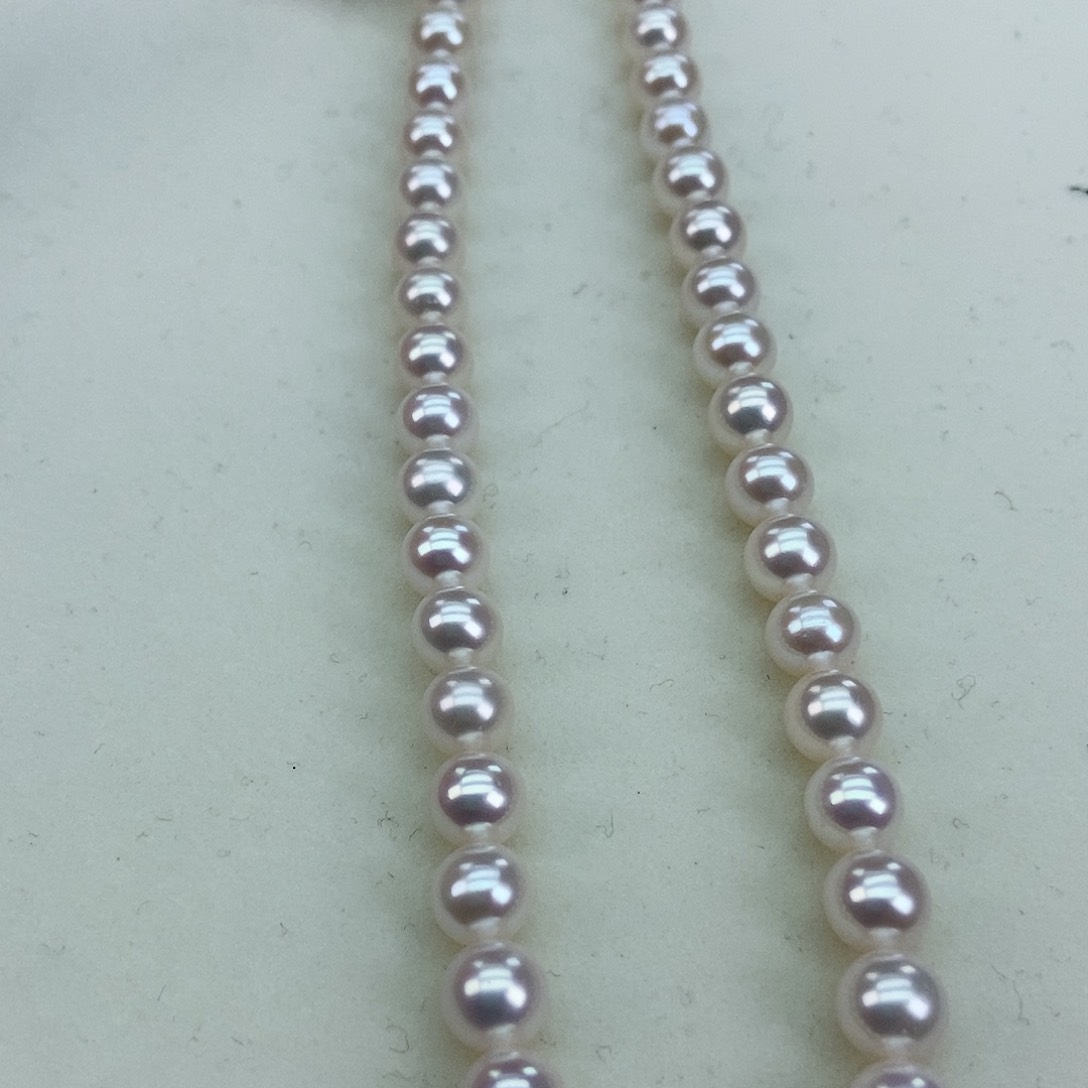 淡水珍珠6-7极光正圆白透粉银S925镶嵌