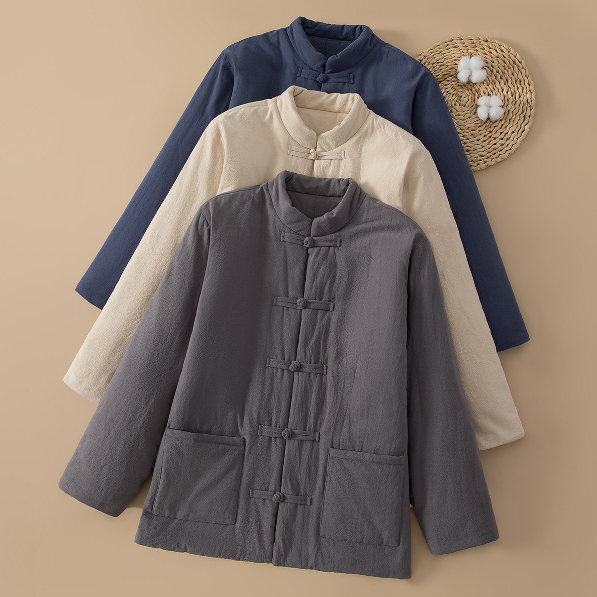 男士纯棉花棉袄冬季加厚保暖内穿夹棉棉服中老年内外穿居家棉外套