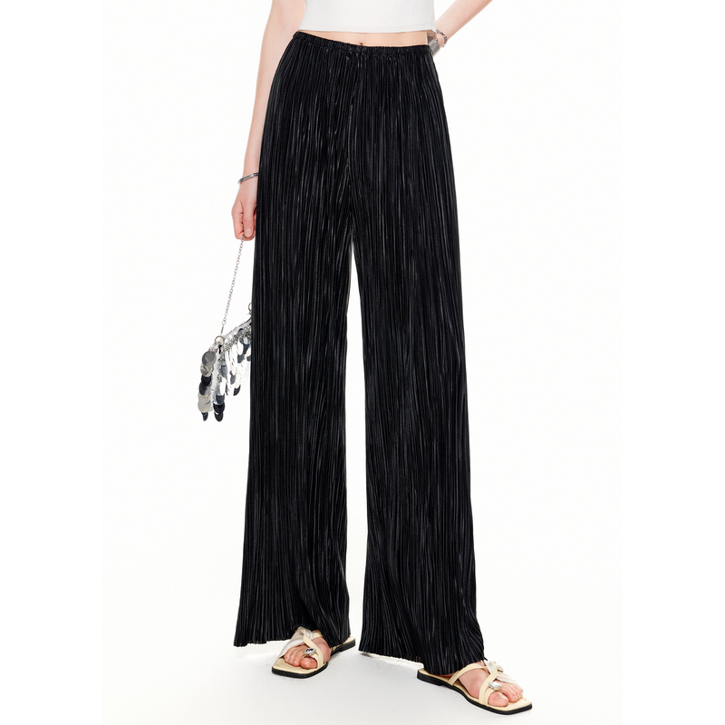 MISSCOCOON夏新款风琴褶休闲阔腿裤