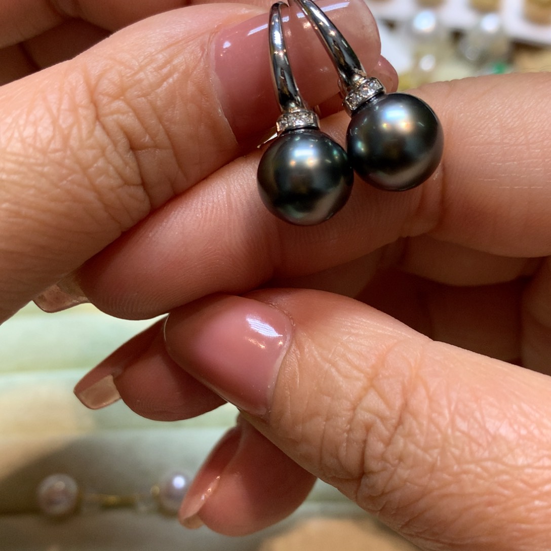 海水珍珠耳饰银S925镶嵌