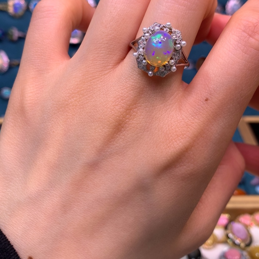 【闪购商品】欧泊戒指裸石定制不退不换银S925镶嵌