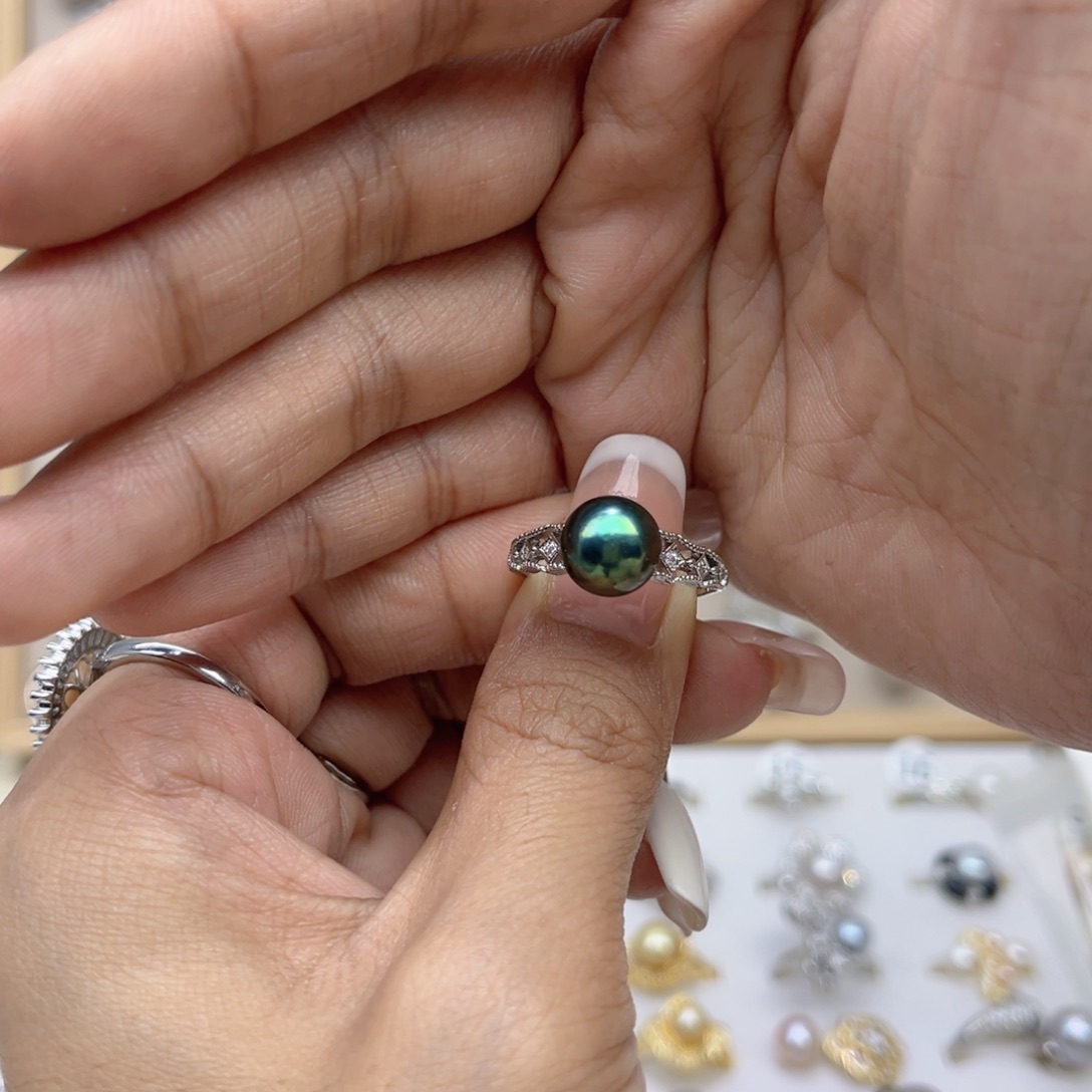 凉***下合金淡水珍珠戒指