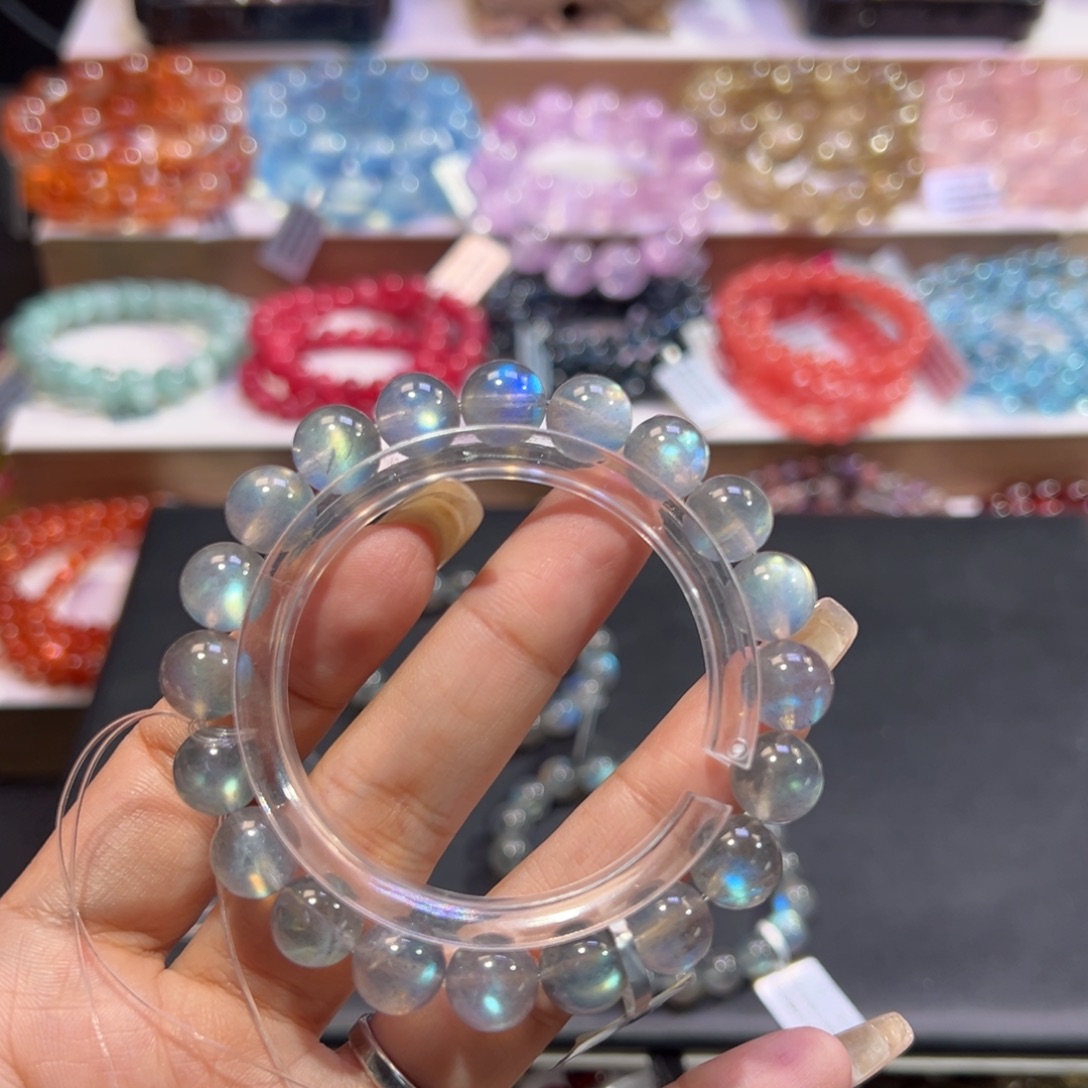 ****布手串未镶嵌水晶天花板灯泡灰月光9.8mm