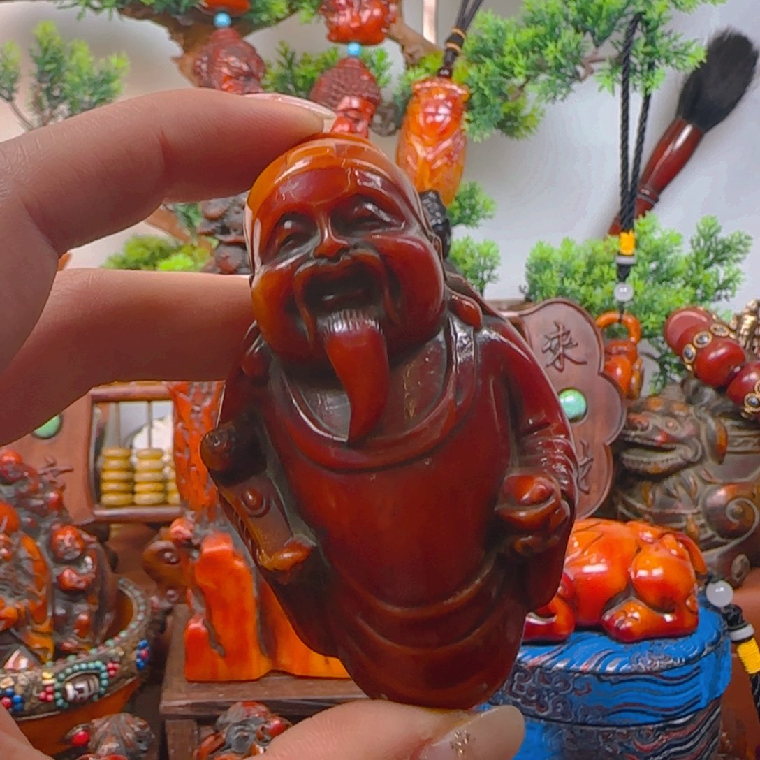 琥珀裸石未镶嵌手把