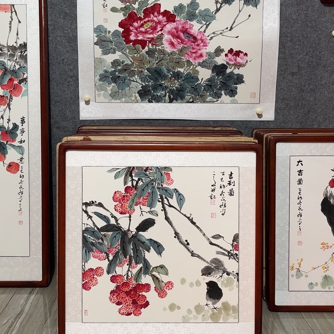 国画书画作品带框63×63