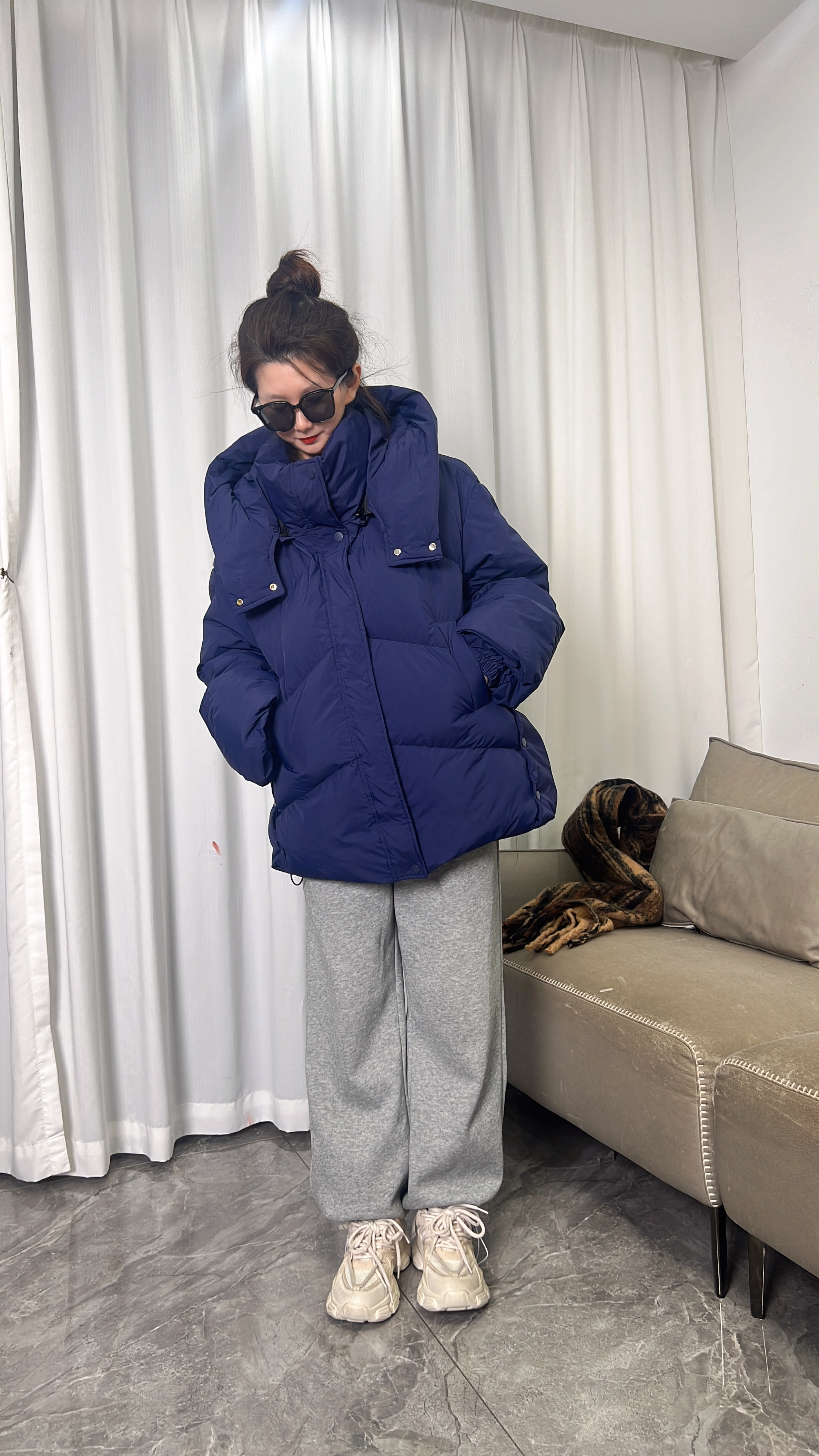 【100-280斤6个色】脱卸帽 大码羽绒服女中款加大加肥胖妹妹