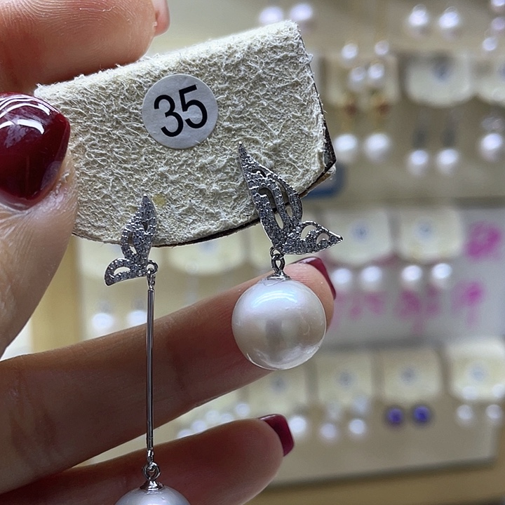 淡水珍珠耳饰银S925镶嵌