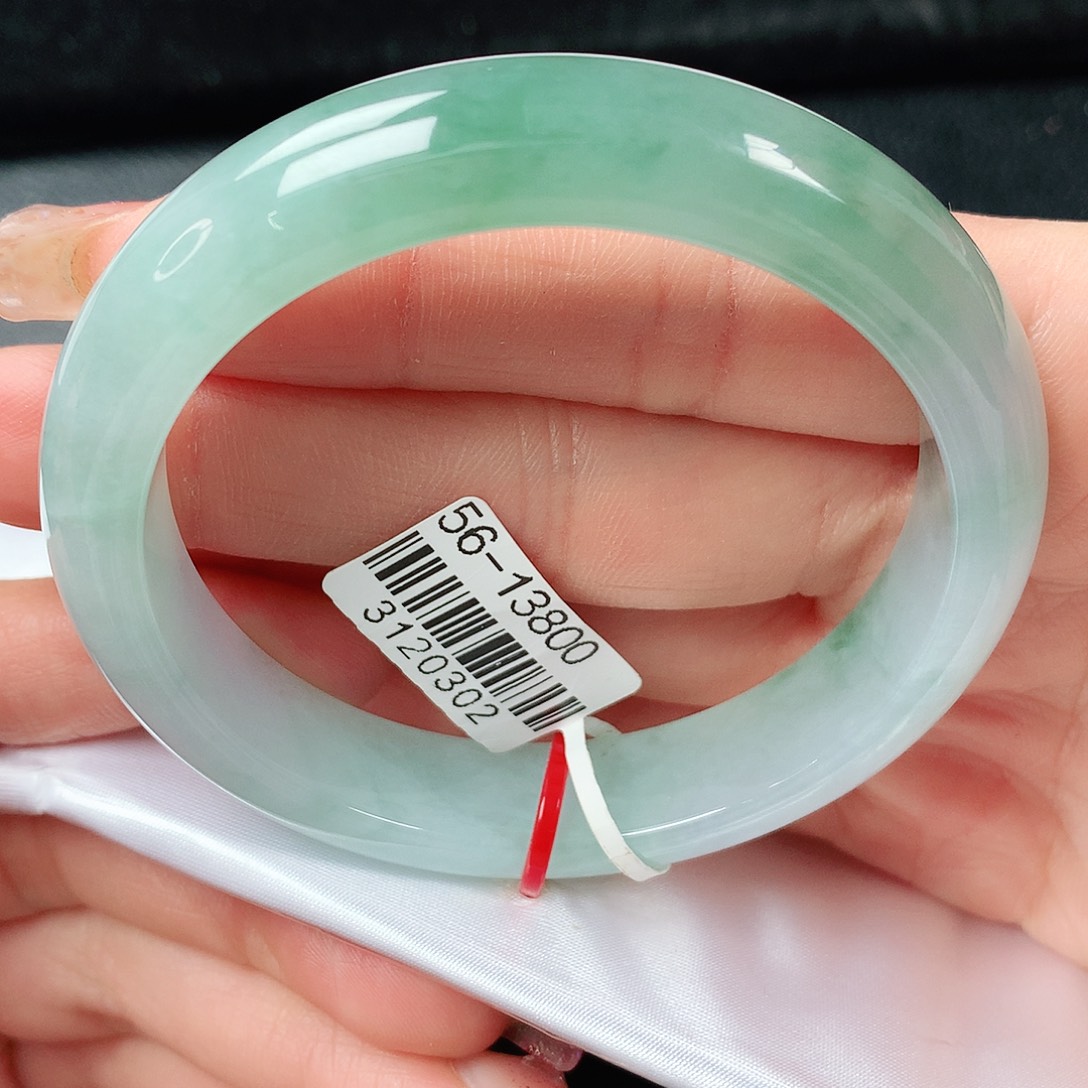 翡翠手镯未镶嵌冰胶半山水正圈56圈口 62号