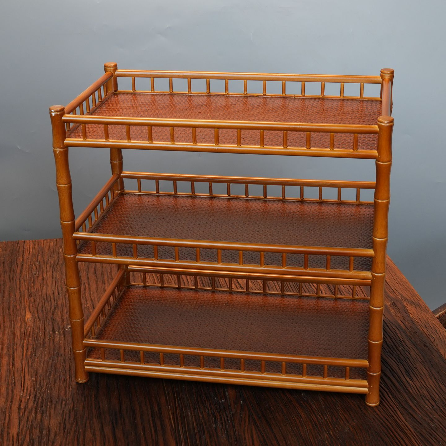 竹制茶架三层长41.5厘米宽25厘米高40厘米博古茶架杯架茶具收纳架