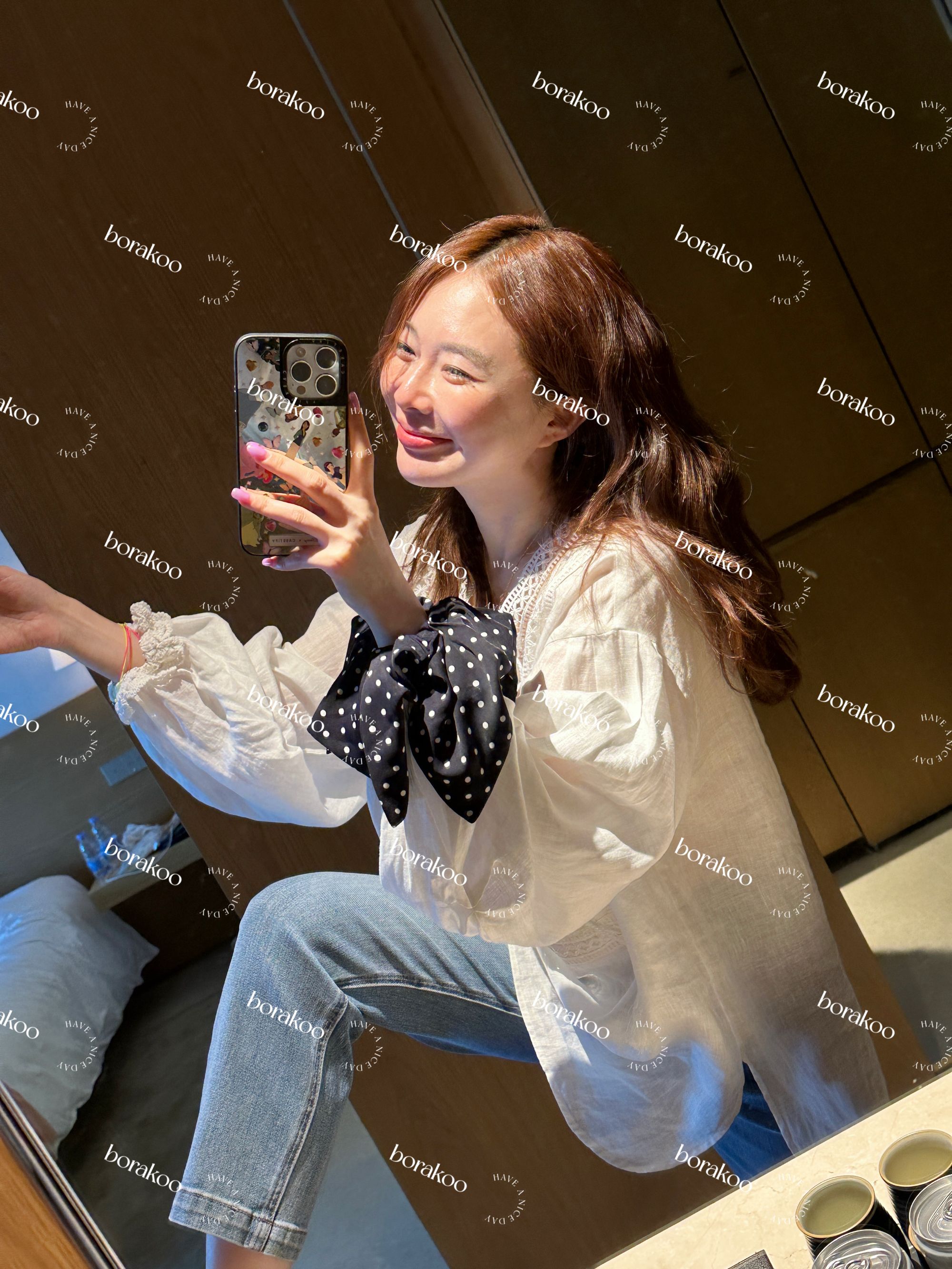 【BORAKOO】【吉莉】白色流苏钩花娃娃衫