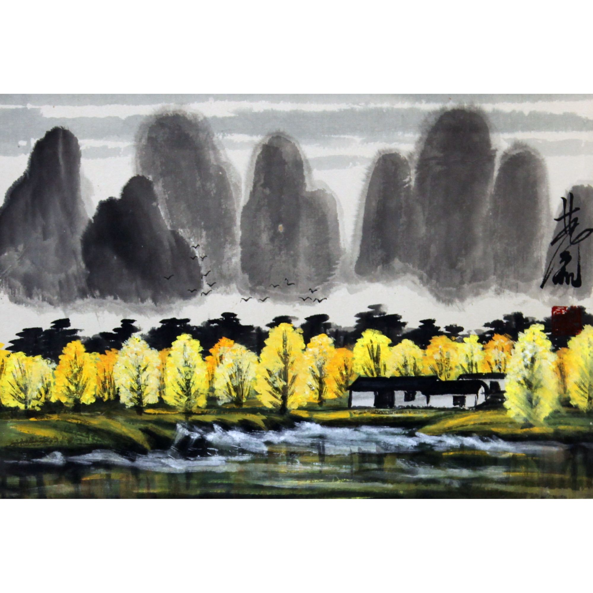 1  风景  28.5×42  纸本镜片