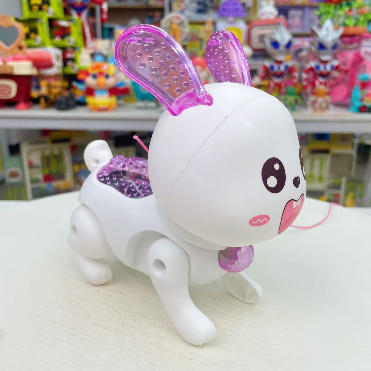 电动牵绳小白兔灯光音乐网红跳跳玩萌宠益智早教【自备3节5号电池