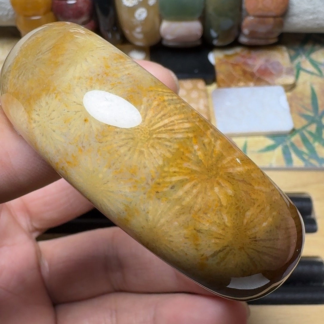 硅化玉纯天然有机玉石保真色未镶嵌55圈口