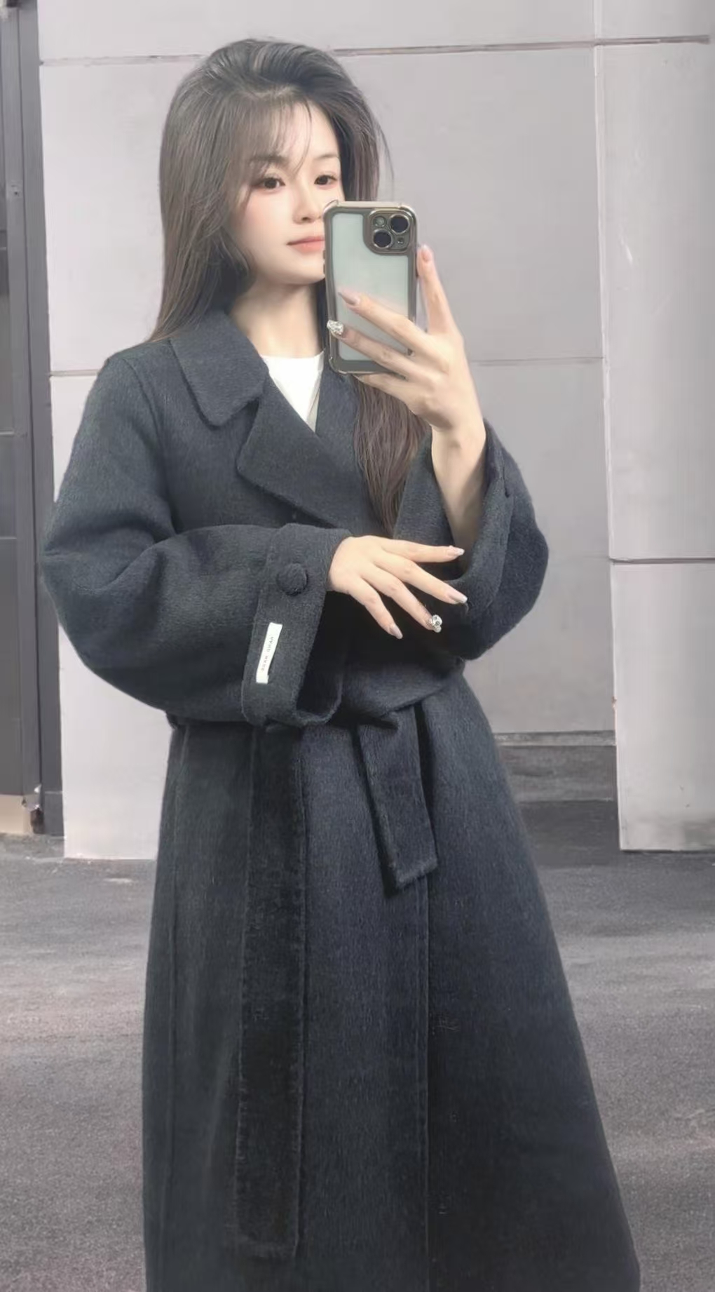 冬季长款秋冬慵懒风过膝毛呢外套羊毛腰带时尚老钱风加厚保暖新款