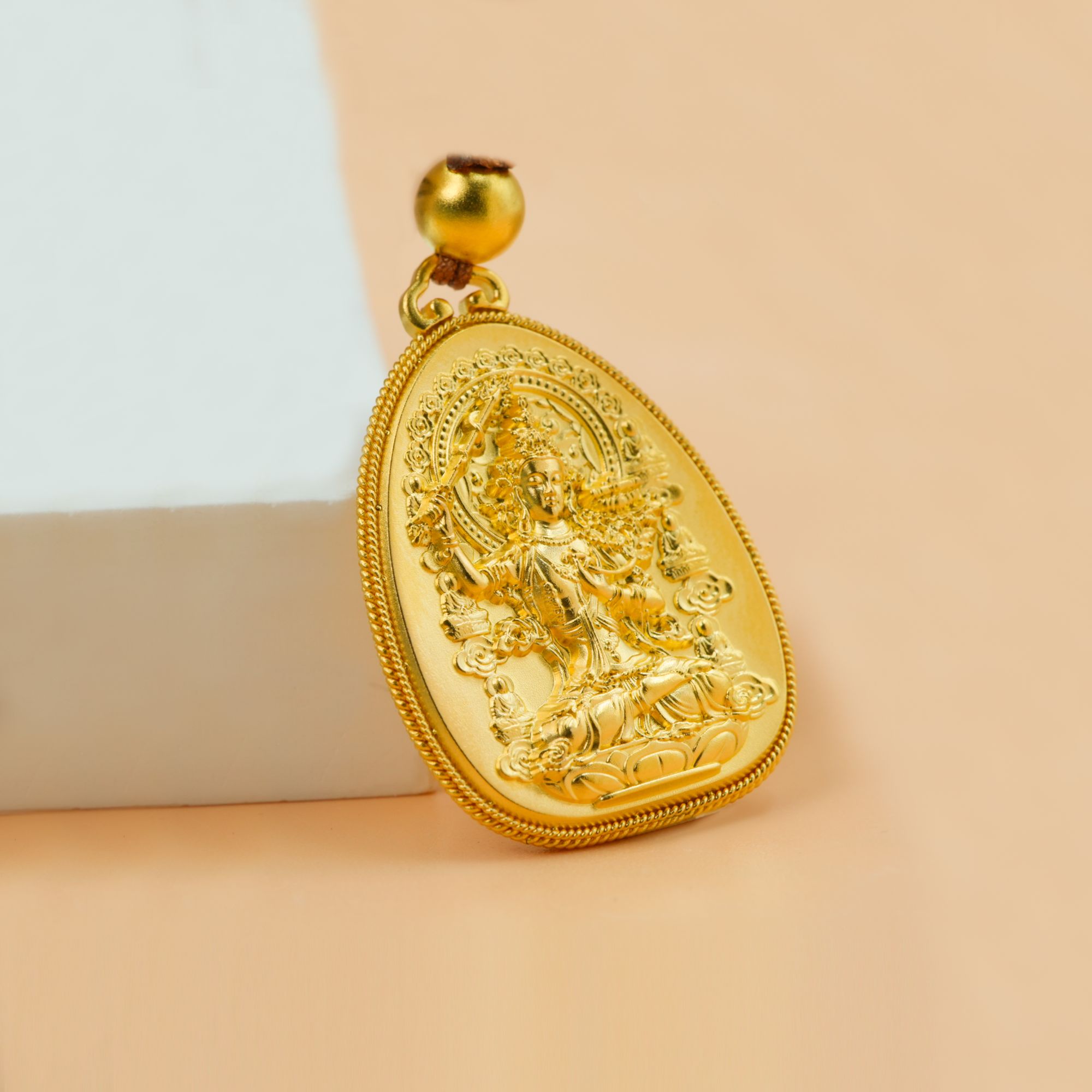 老庙足金999度母观音吊坠古法工艺国风非遗老庙古韵传承金