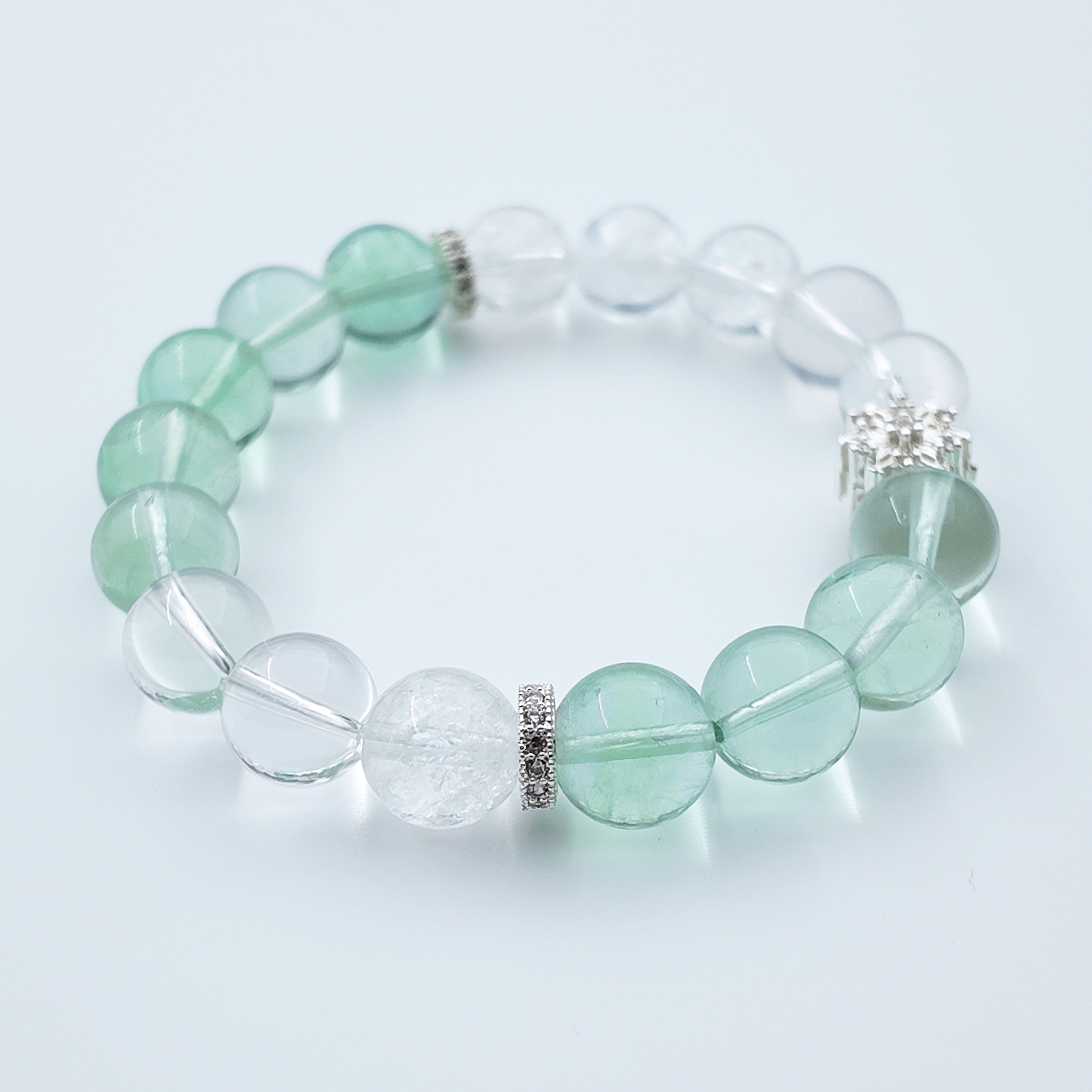 绿萤石x白水晶x白阿塞x莫粉 天然水晶 多样性发其一 礼盒装 F041