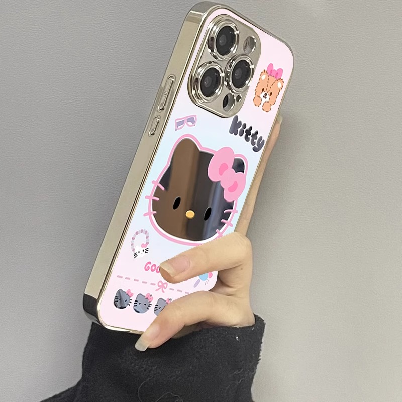 卡通粉嫩kitty猫适用iPhone16苹果13女款手机壳15promax可爱x全包