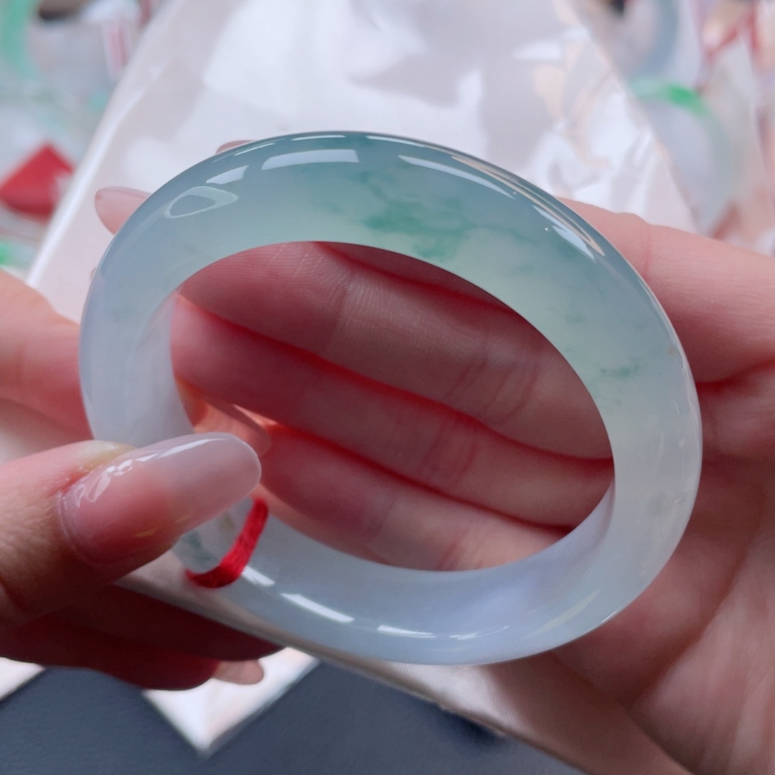 未镶嵌手镯翡翠55.9新中式飘花 典雅大气 冰胶共存42号