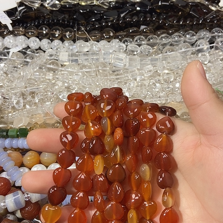 玛瑙/玉髓散珠红玛瑙爱心