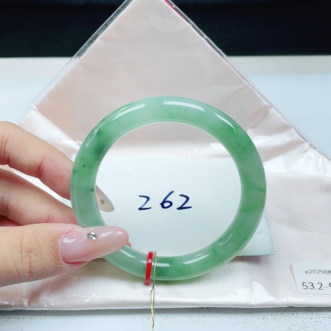 翡翠未镶嵌手镯 圆条53+