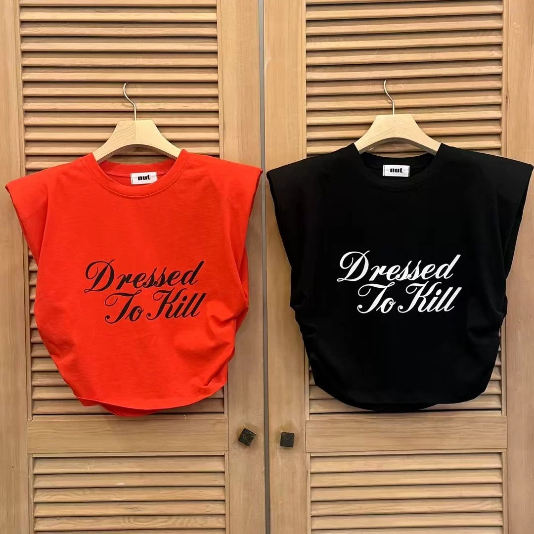 米娜家泡菜定制款红色飞袖T恤