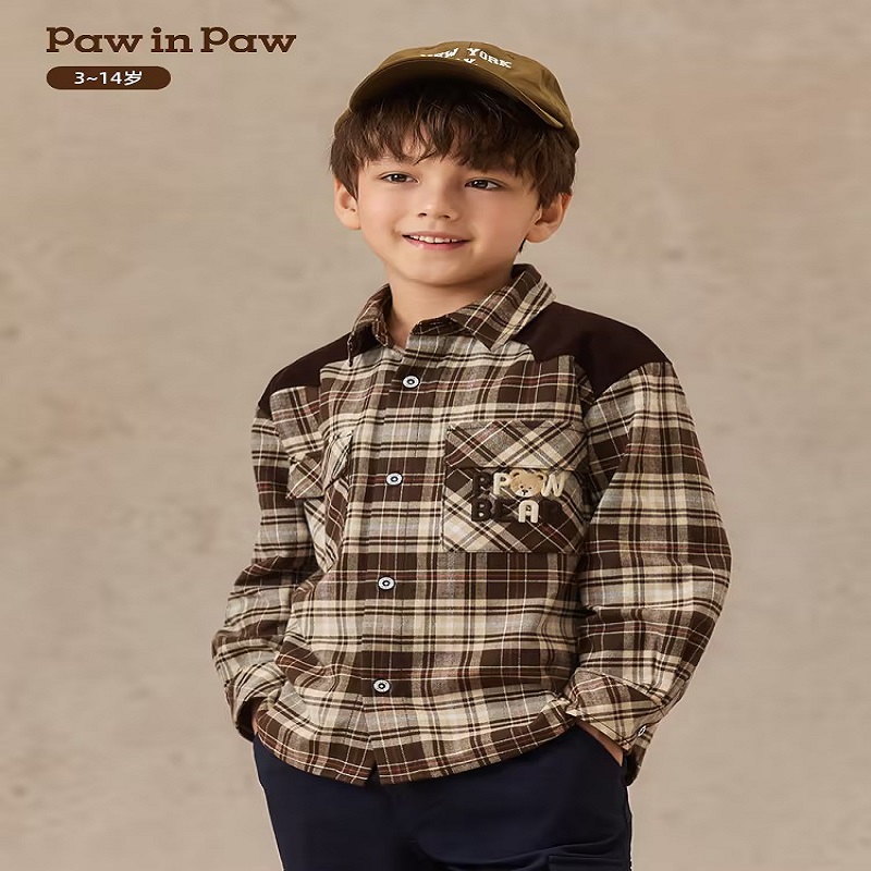 【银泰百货WH】PAWINPAW卡通小熊童装 变型衬衫男童衬衫PCYAF4913E