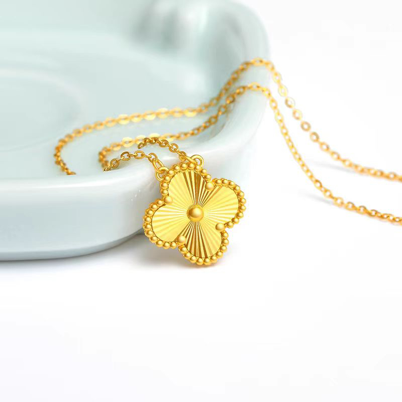 吊坠足银  MANFU/满福 四叶草一体项链2518