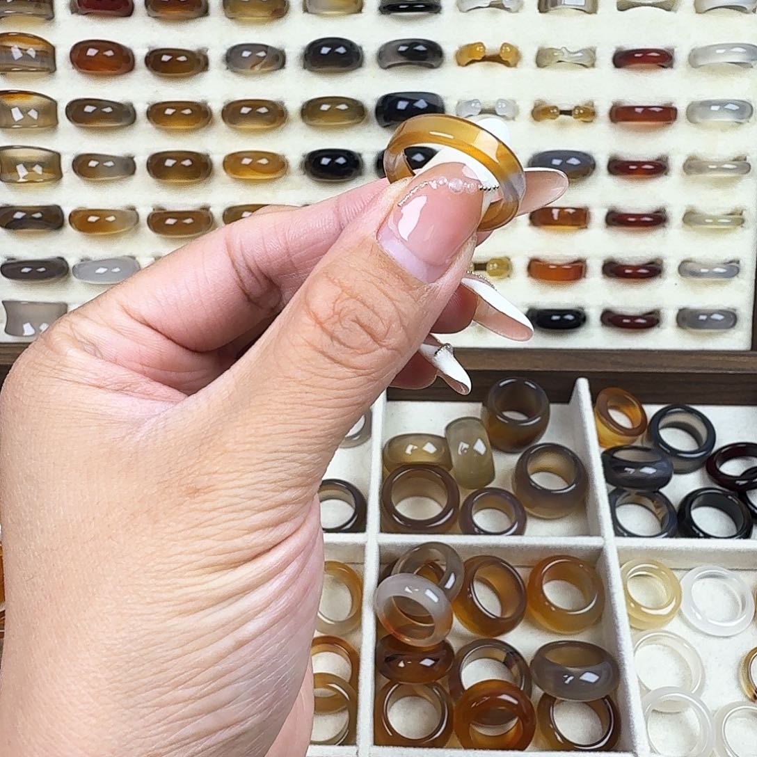 玛瑙/玉髓戒圈未镶嵌18圈福利不退换