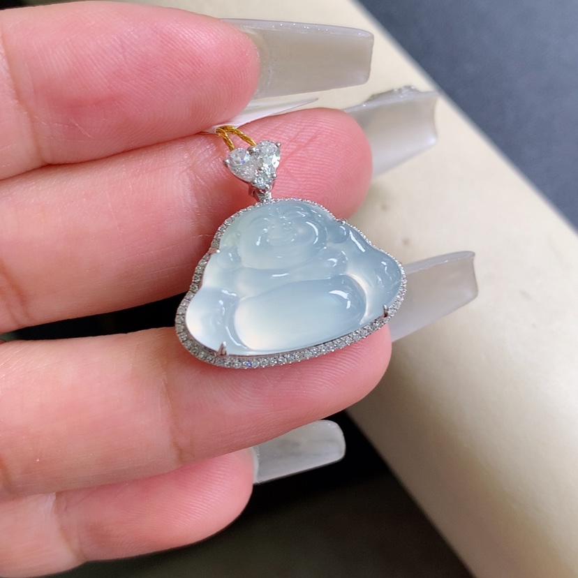 【闪购商品】翡翠颈饰18K金镶嵌佛公