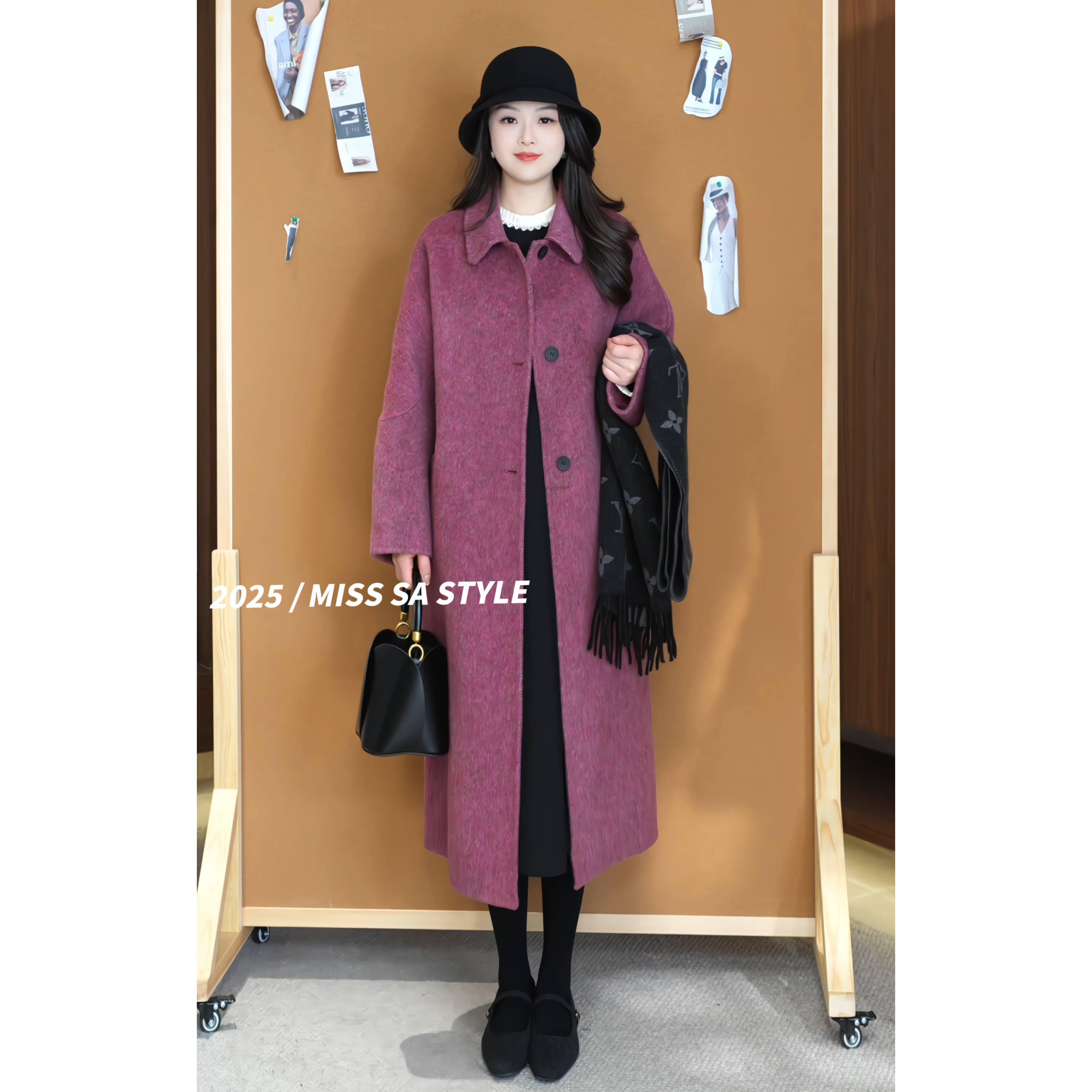 MISS SA 气质高级感双面羊毛呢大衣冬季新百搭显瘦外套SW25119752