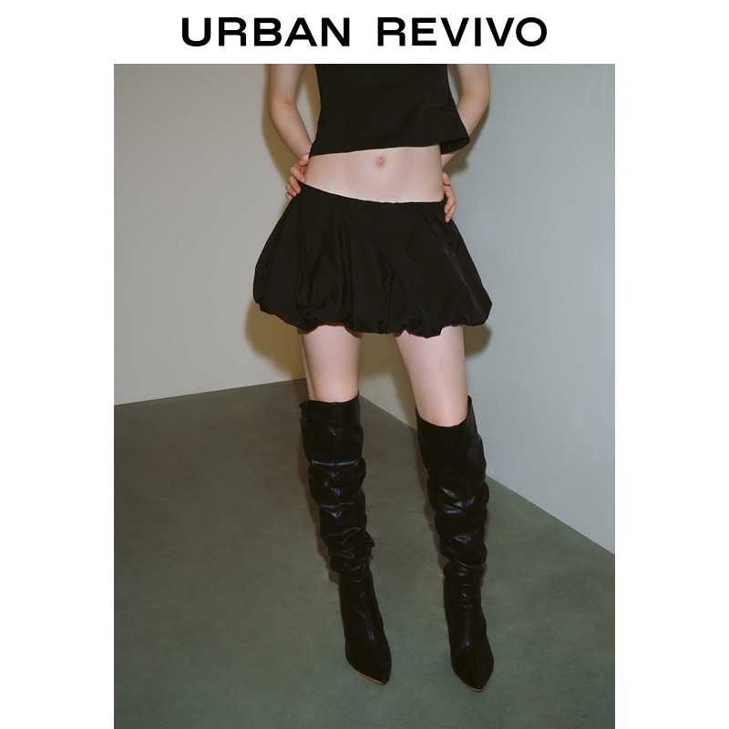 UR2025夏季新款女装时尚休闲百搭超短款花苞半裙UWG550051